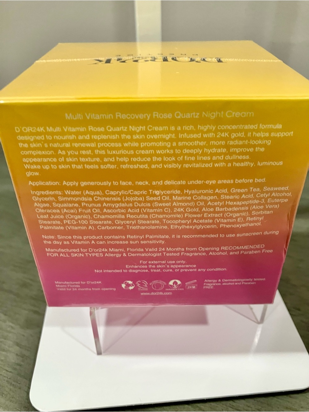 D'OR24K Prestige Multi Vitamin Recovery Rose Quartz Night Cream - Picture 3 of 3